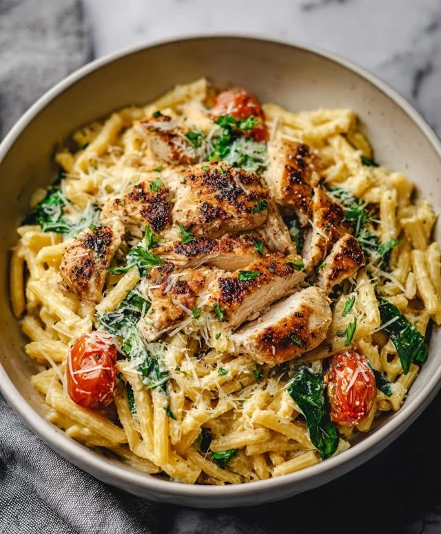 Healthy Garlic Parmesan Chicken Pasta