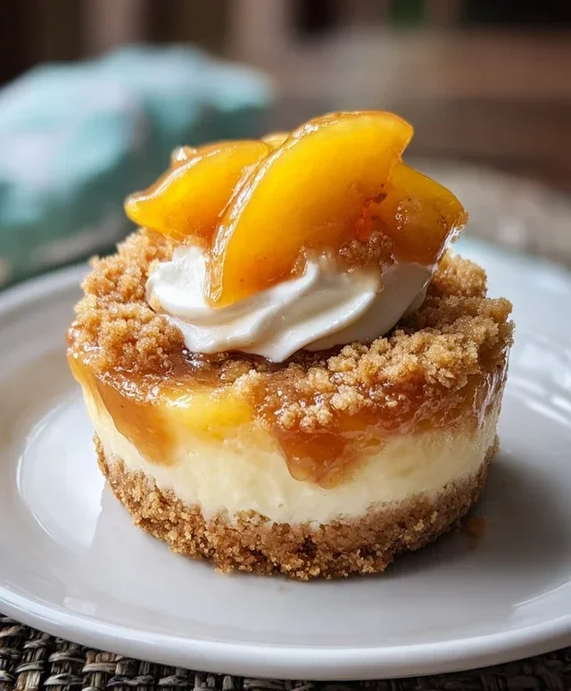 Stuffed Peach Cobbler Mini Cheesecake