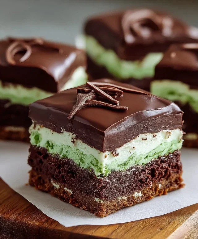 Triple-layer chocolate mint squares