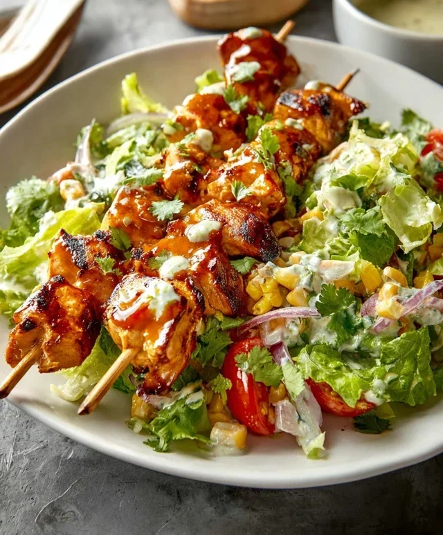 BBQ Chicken Skewer Salad