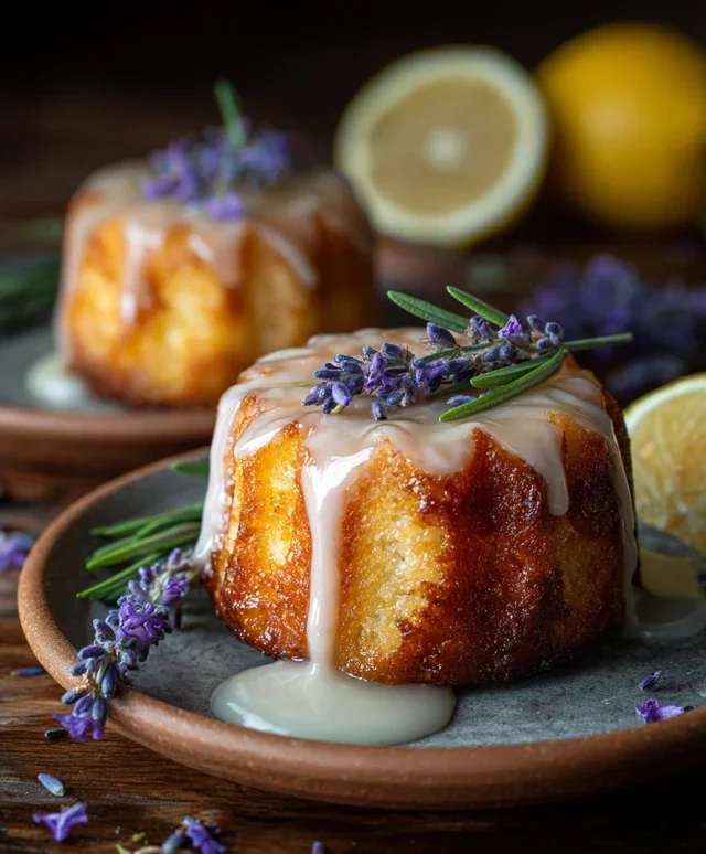 Mini Lemon Cakes With Lavender Glaze