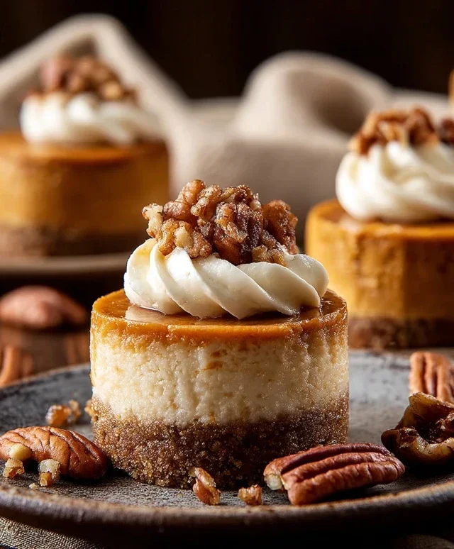 Pumpkin Pecan Mini Cheesecakes