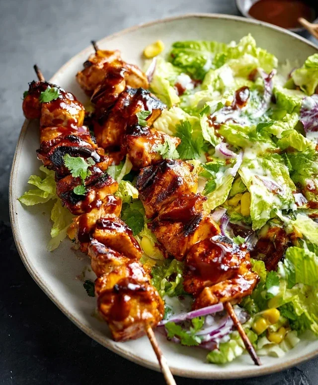 BBQ Chicken Skewer Salad