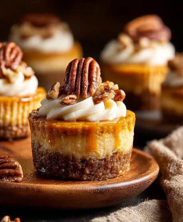 Pumpkin Pecan Mini Cheesecakes