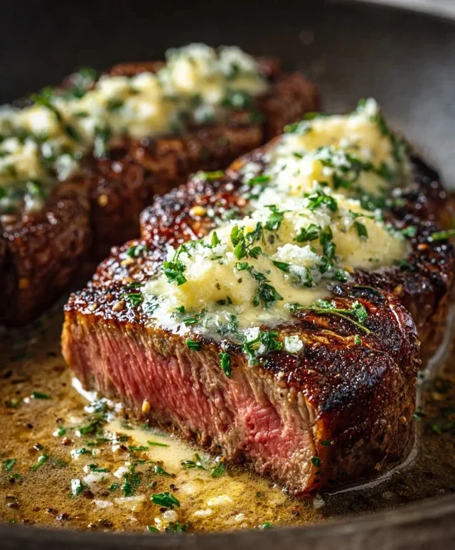 Garlic Butter Steak With Parmesan Cream Sauce