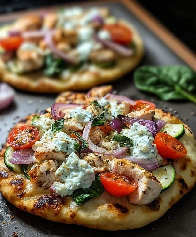 Tzatziki Chicken & Veggie Naan Pizza