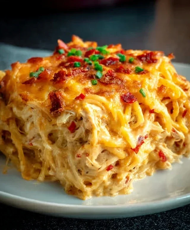 Spicy Southern Cheesy Chicken Spaghetti Casserole