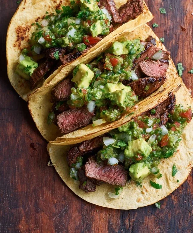 Grilled Steak Tacos with Avocado Salsa