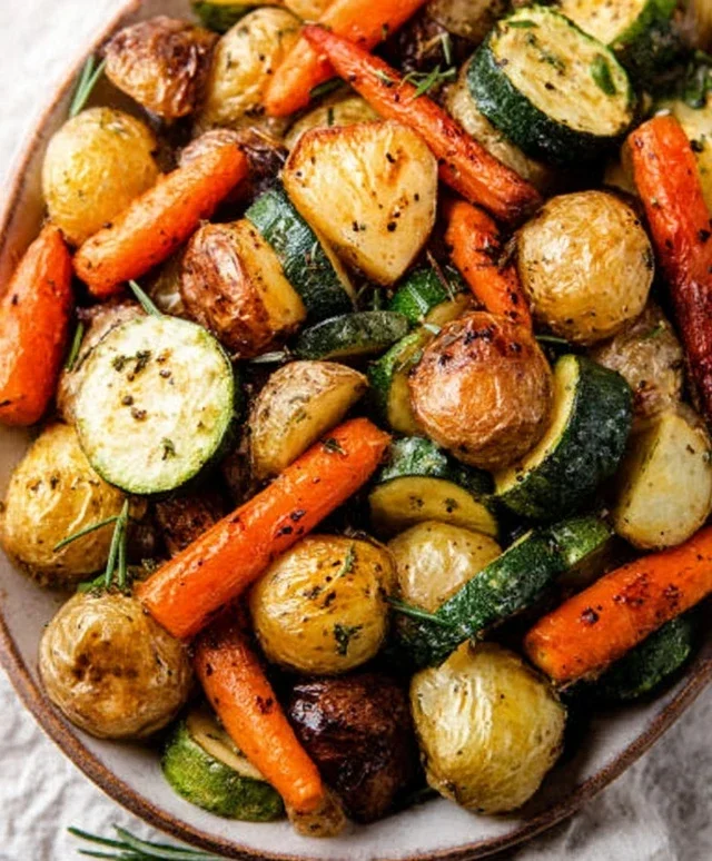 Garlic Herb Roasted Potatoes Carrots and Zucchini