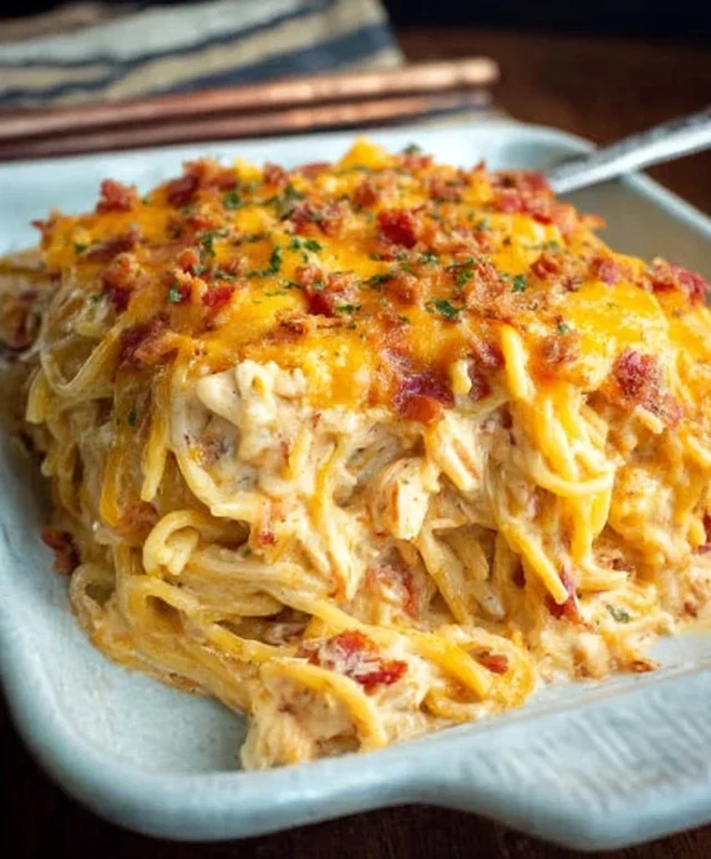 Spicy Southern Cheesy Chicken Spaghetti Casserole