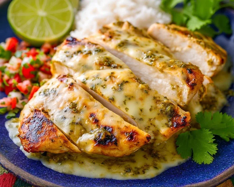 Grilled Salsa Verde Pepper Jack Chicken