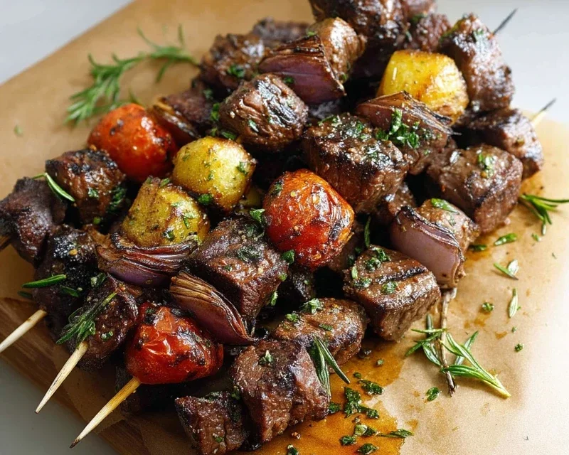 Rosemary Garlic Steak Kebabs