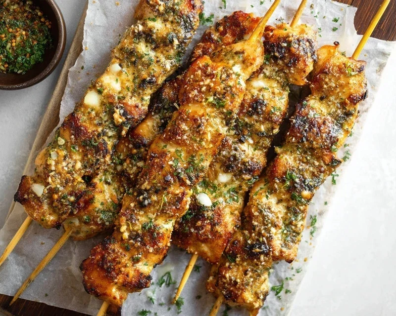 Garlic Parmesan Chicken Skewers