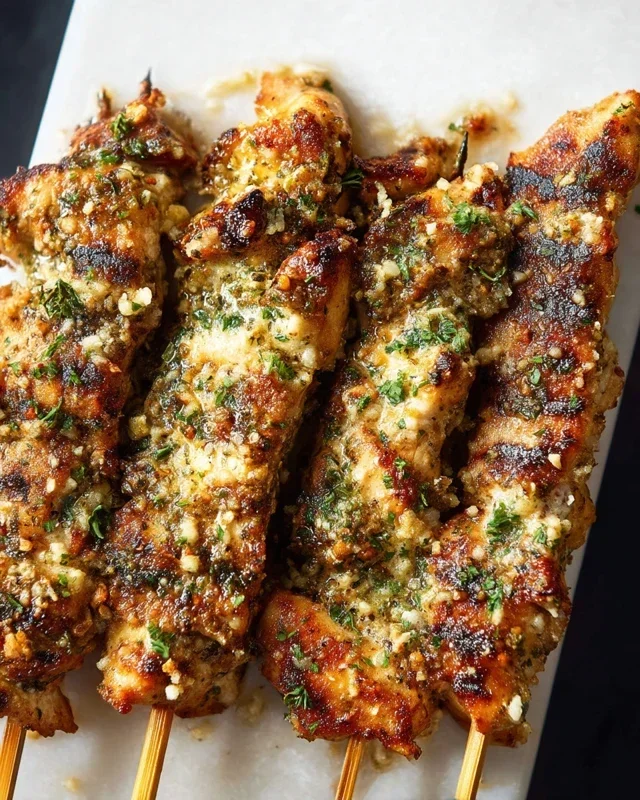 Garlic Parmesan Chicken Skewers