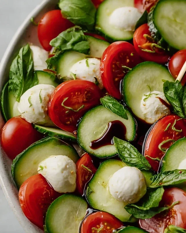 Fresh Cucumber Caprese Salad