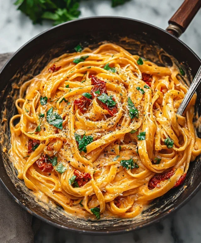 Creamy Sun-Dried Tomato Pasta with Capers and Dill