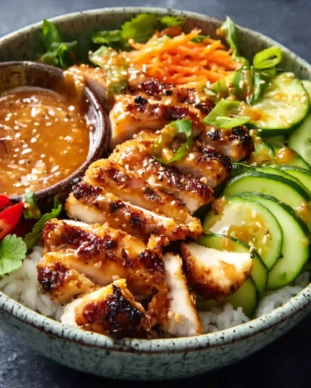 Spicy Honey-Gin Extract Extractger Chicken Bowls with Yum Yum Sauce