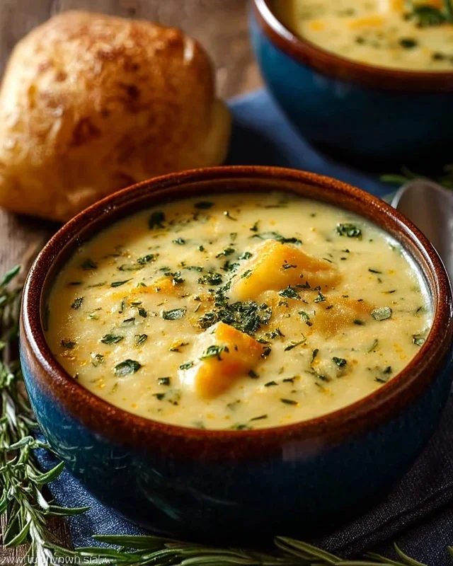 Hearty Cheddar Garlic Herb Potato Soup Recipe