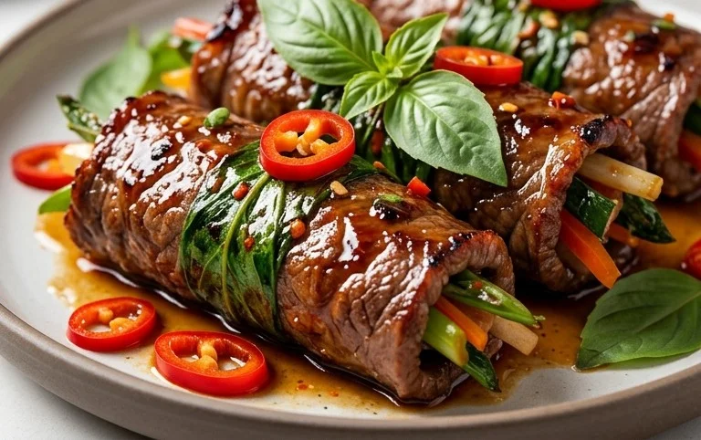Thai Basil Beef Rolls