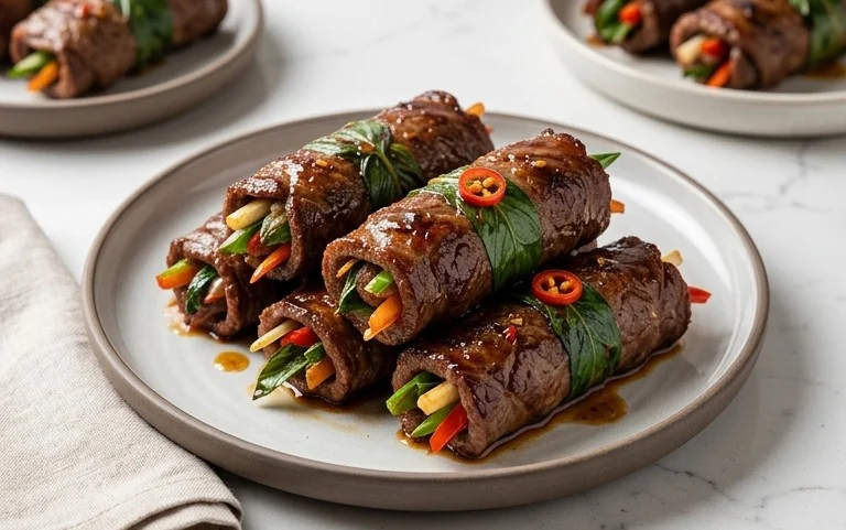 Thai Basil Beef Rolls