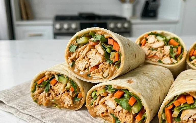 Thai Peanut Chicken Wraps