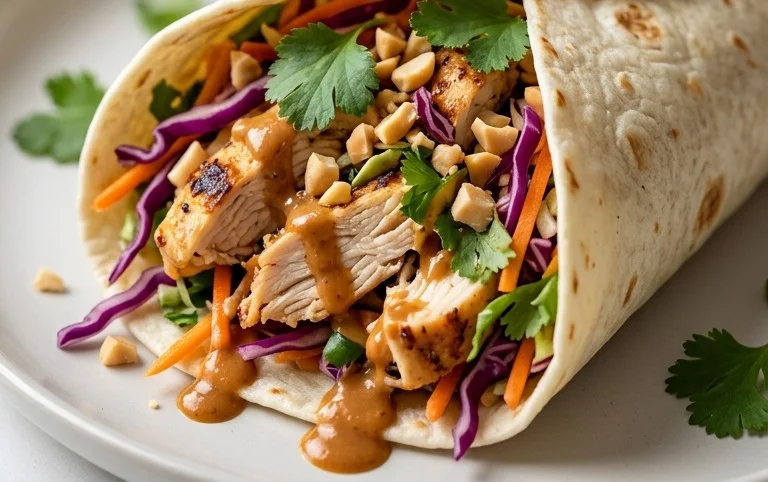 Thai Chicken Wrap with Crunchy Asian Slaw