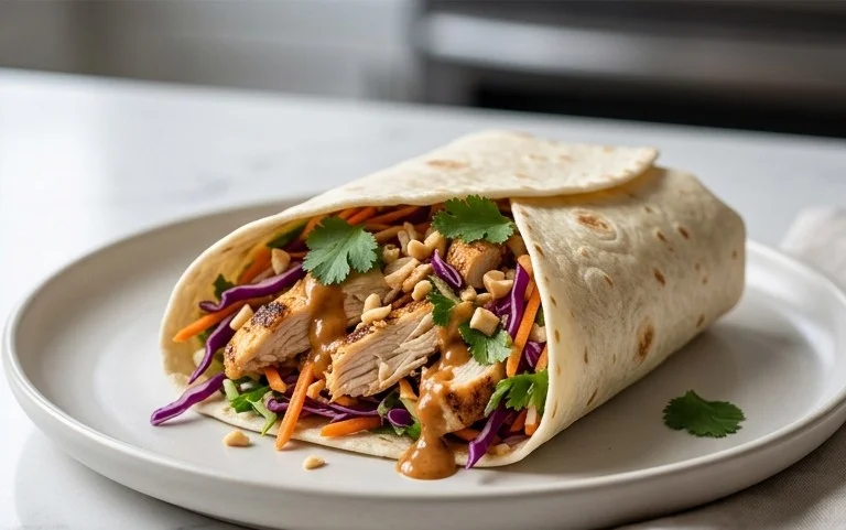 Thai Chicken Wrap with Crunchy Asian Slaw