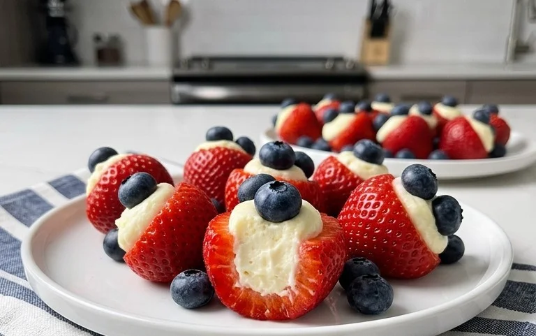Red, White, and Blue Cheesecake Strawberries