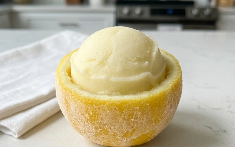 Sorbetto di Limone Dressed Up in a Frozen Lemon Shell