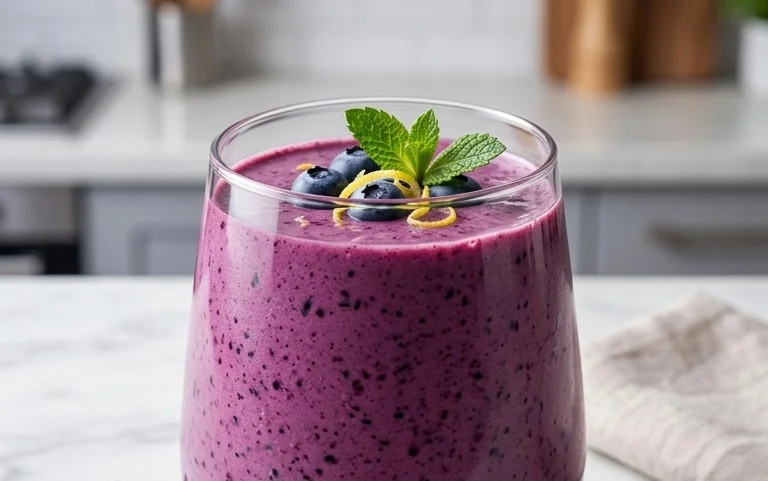 Blueberry Avocado Smoothie With Lemon & Yogurt