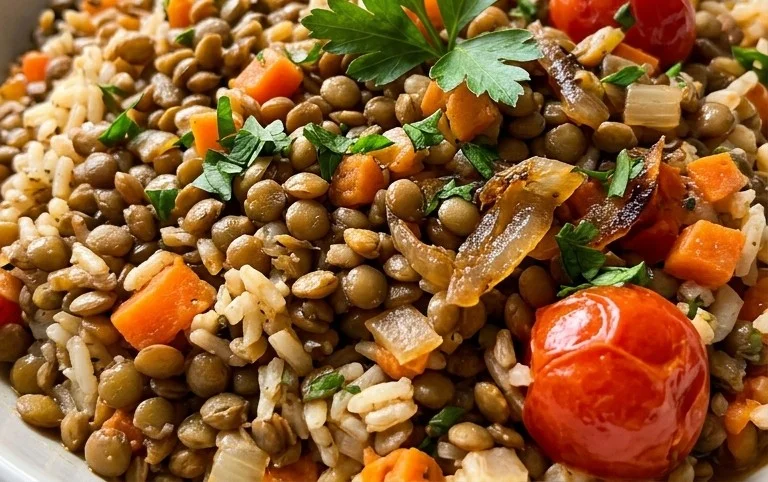 Easy Mediterranean Lentils and Rice