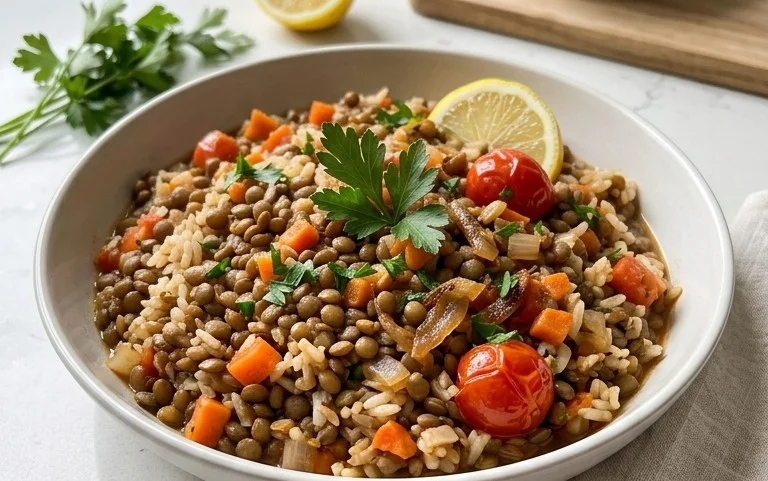 Easy Mediterranean Lentils and Rice