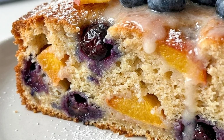 Peach and Blueberry Greek Yogurt Cake