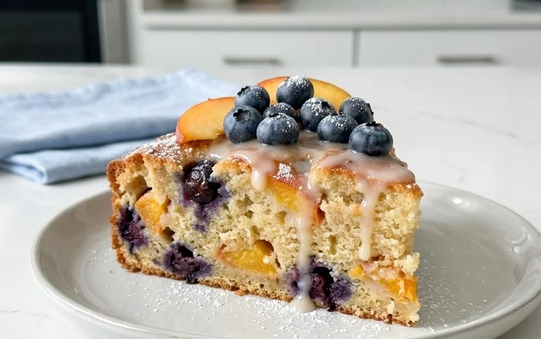 Peach and Blueberry Greek Yogurt Cake