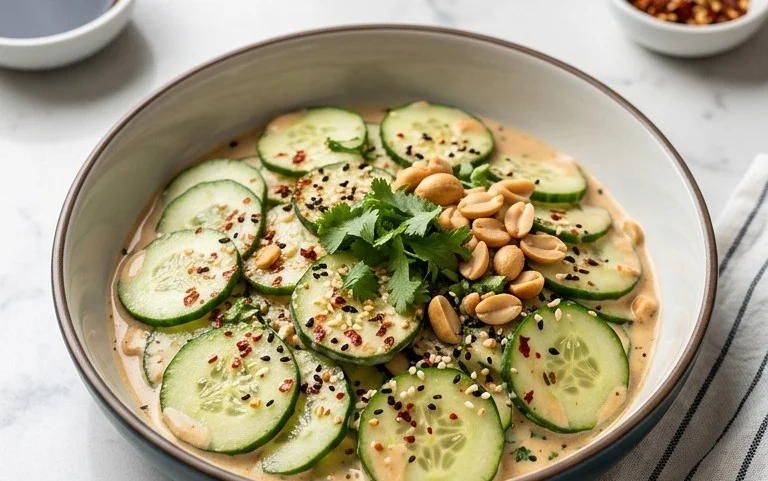 Creamy Asian Cucumber Salad Bowl