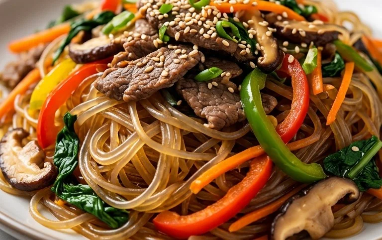 Japchae (Korean Glass Noodle Stir Fry)