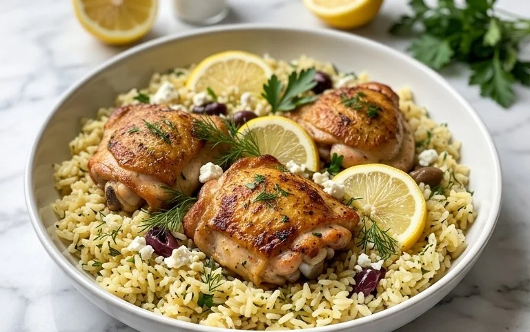 Greek Chicken and Lemon Rice (30 Minutes, One-Pot)