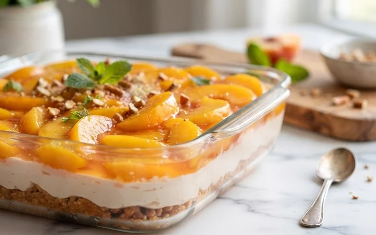 Peach Pretzel Salad Dessert