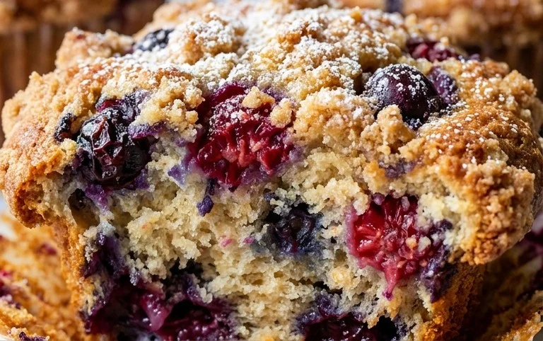 Bakery Style Mixed Berry Muffins | with Frozen Berries