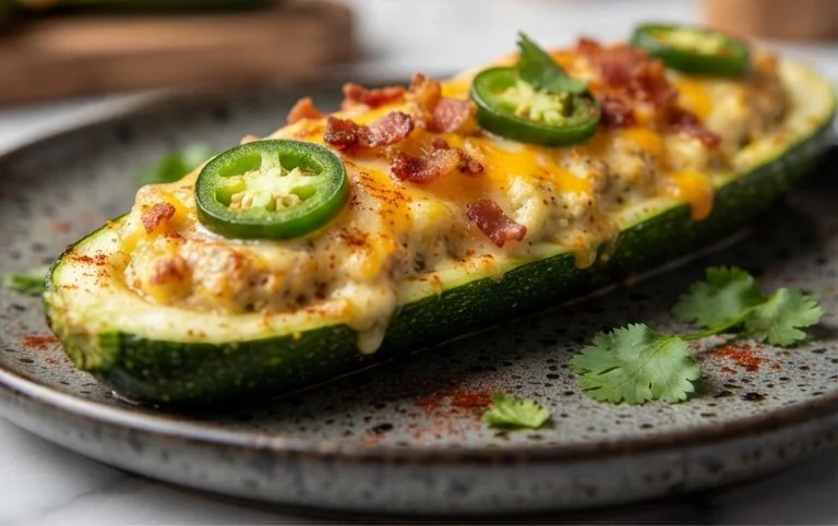 Jalapeno Popper Zucchini Boats