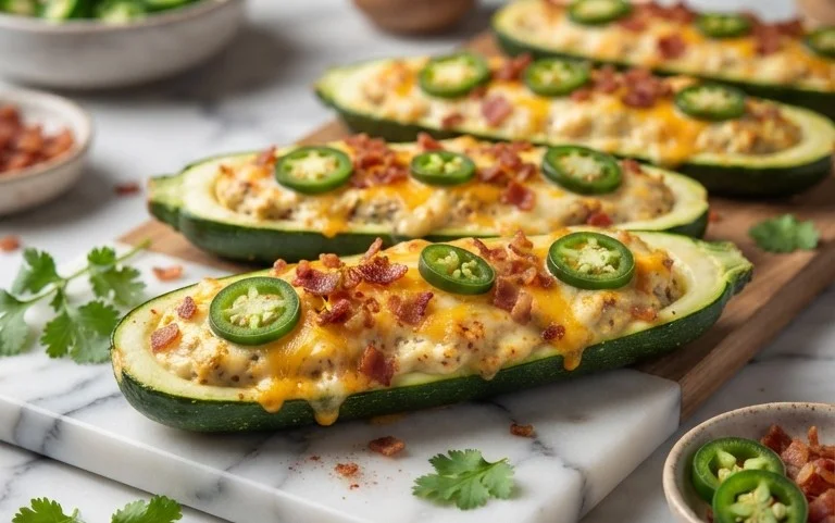 Jalapeno Popper Zucchini Boats