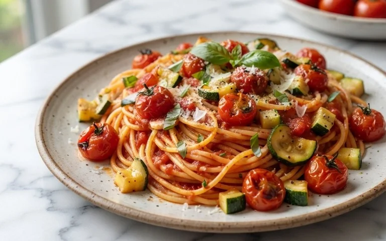 Healthy Tomato Zucchini Pasta