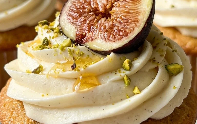 Fig Cupcakes with Honey Cream Cheese Frosting