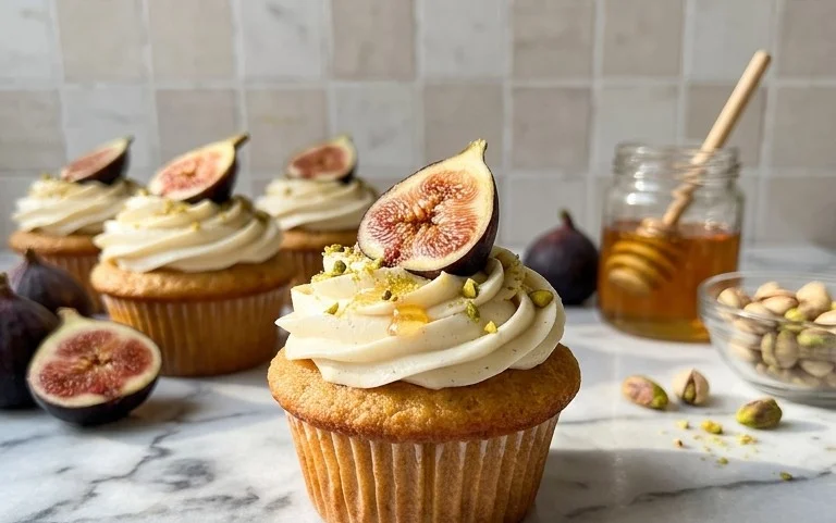 Fig Cupcakes with Honey Cream Cheese Frosting