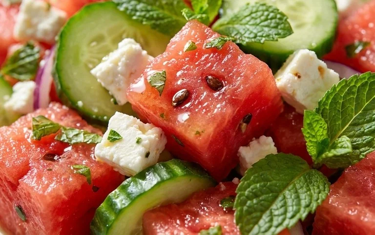 Watermelon Salad with Cucumber and Feta