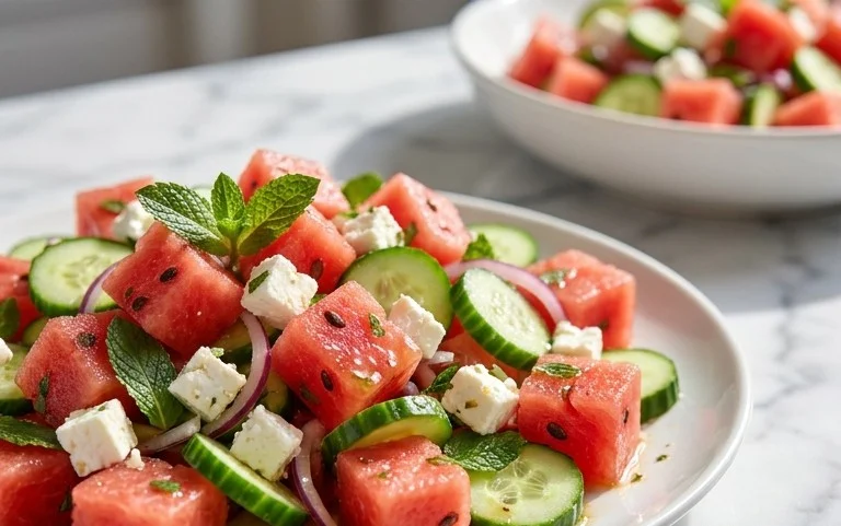 Watermelon Salad with Cucumber and Feta