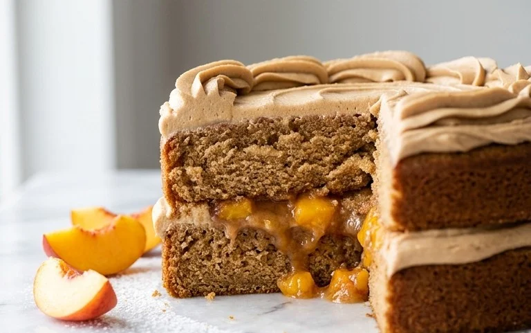 Brown Sugar Layer Cake with Peach Filling