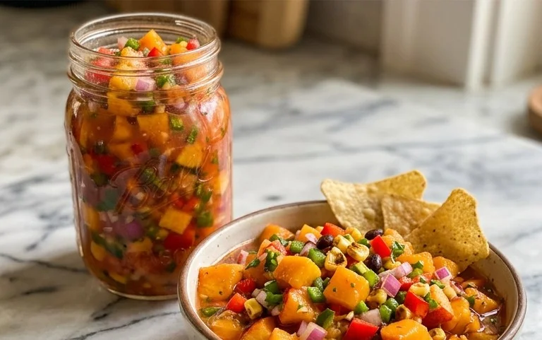 Sweet & Spicy Peach Salsa Canning Recipe