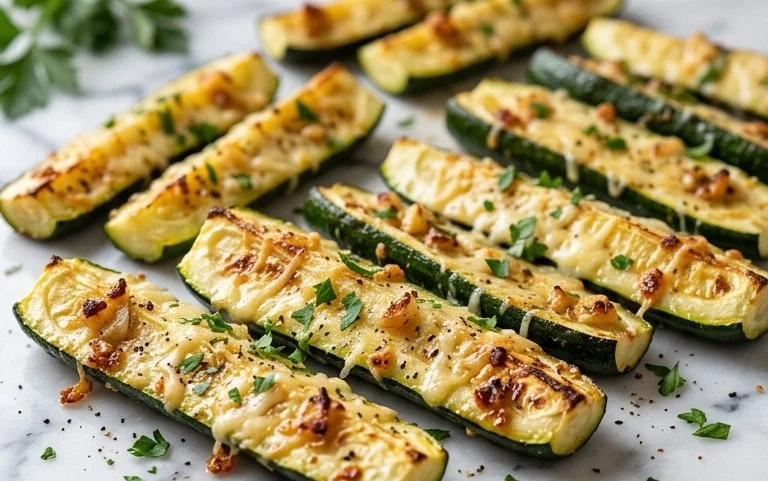 Irresistibly Crunchy Garlic Parmesan Roasted Zucchini